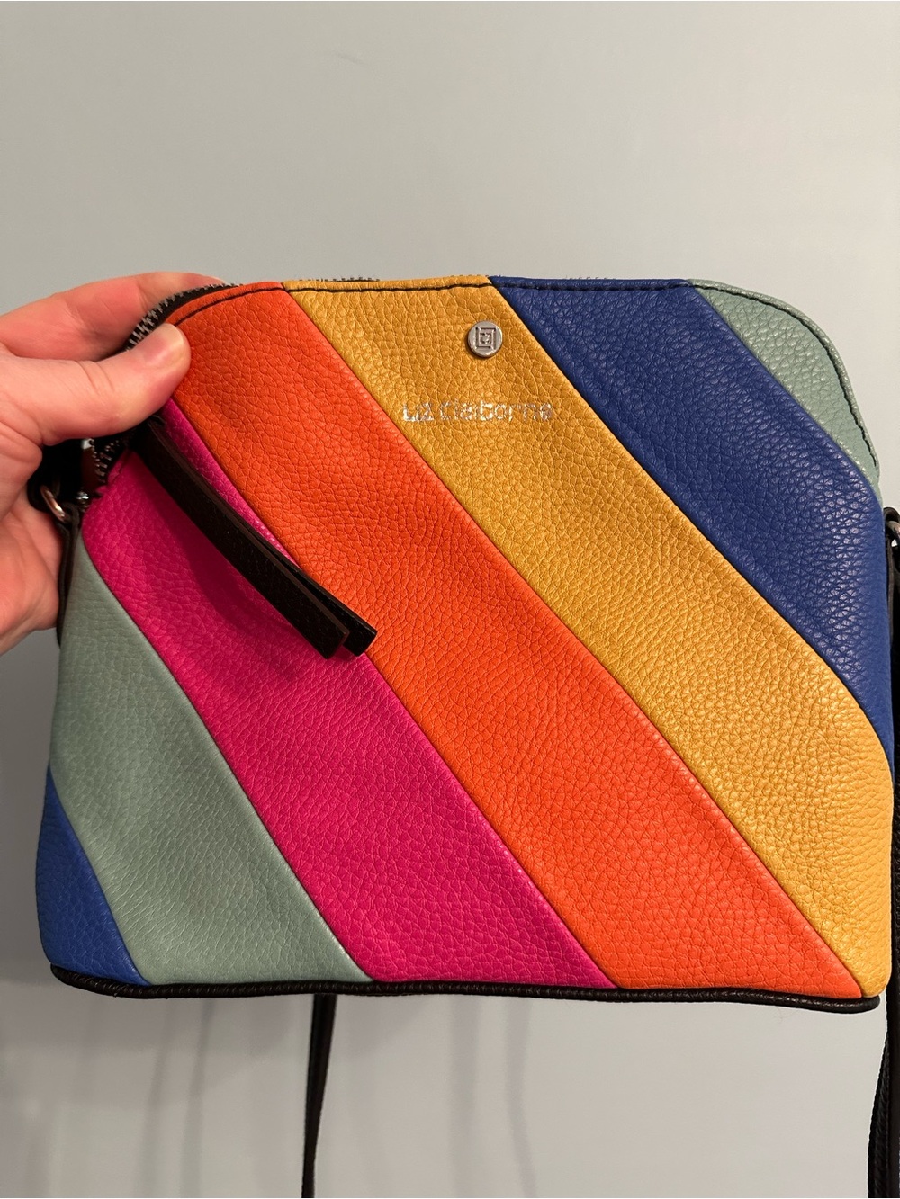 Liz Claiborne Rainbow Stripe Crossbody Bag